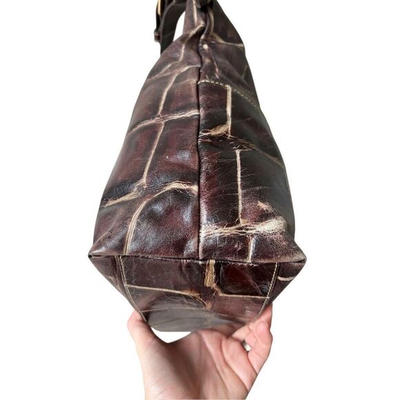Dooney & Bourke Dillen Croc Embossed Brown Large Tote Bag Tote Shoulder Bag - Picture 8 of 15
